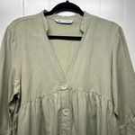 ZARA  Cotton Linen Button Front 3/4 Sleeve Women's Babydoll Tunic Top Size Small Photo 2