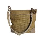 Bottega Veneta Bottega Venteta Straw Leather Trim Crossbody Shoulder Bag Tan Braided Strap Photo 2