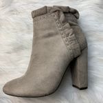 Francesca's  Gray Suede High Heel Ruffle Booties Photo 1
