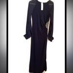 Eliza J  long sleeve sheer crystal sequin embellished black dress evening formal Photo 1