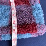 Eddie Bauer  XL High Neck Blue & Maroon Plaid Fleece Sherpa Top 1/4 Zip Photo 6