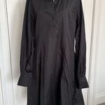 Madewell  $138 Seamed Long-Sleeve Mini Shirtdress in Poplin Black Size 6 NV025 Photo 0