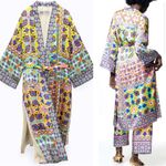 ZARA Satin lined belted kimono Jacket Duster Robe with pockets S Photo 3