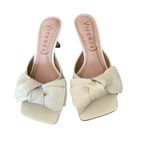 Anthropologie Vicenza Wharton Tan Leather Bow Mule Heels NWOB size 7 Photo 3