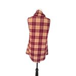 Entro Plaid Fringe Poncho Shawl Red Beige Sleeveless Vest Boho Western Size S Photo 4