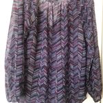 Daisy Fuentes Sheer Chevron Long sleeve Pullover Blouse Purple M Photo 4
