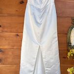 Lulus  Profound Love White Satin Pleated Strapless Sleeve Maxi Dress Bridal Sz L Photo 2