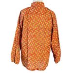 Mod’s Mahal Indian Cotton Block Print Retro 70s Button Down Shirt Size Large Orange Photo 2