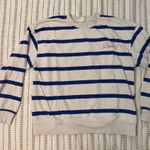 Blue & white striped sweater crewneck coastal summer Size L Photo 2