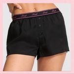 PINK - Victoria's Secret ☠️🩷PINK VICTORIA’S SECRET Silky Pajama Shorts Black Pink Bling Skeleton Hands M Photo 2