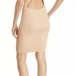 Olivaceous Oliveaceous Dress Womens Medium Beige Ribbed Knit Short Sleeve Bodycon Cutout Photo 0