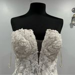 Martina Liana 1211 Ivory Lace Tulle Plunge Strapless Gown Size 12 Photo 2