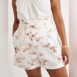 Madewell Paperbag Shorts in Paradise Toile Ivory Floral Linen Blend EUC Size 2 Photo 3