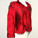 ALGO Boutique Red Rose Floral Shiny Blazer Jacket Size 38 S Photo 3