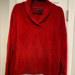 Karen Scott  Size L Red Shawl Neck Soft Chenille Knit Pullover Swsater Photo 0