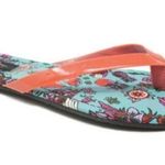 Iron fist Colorful Floral Flip Flops with Coral Straps Photo 0