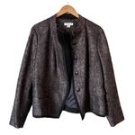 Coldwater Creek  Shaped Metallic Jacquard Jacket Career Blazer Plus Sz 14 Petite Photo 3