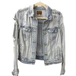 American Eagle  Jean Jacket Blue Distressed Denim Button Down Size Women's Small Photo 0