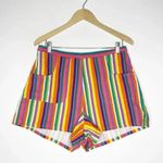 Frances Valentine women’s multicolor Zip Shorts Multi Stripe Size 10 Pink Photo 5