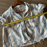 Free People  We The Free Linen Blend Away At Sea Blue/ White Striped Top sz Small Photo 9