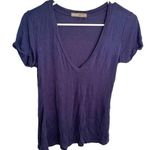 Tresics V-Neck T-Shirt Blue Gray Rolled Cuff Photo 0