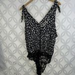 Free People Bare It All Tank Bodysuit Black Animal Print Cowl Neck Size L NWT Photo 7