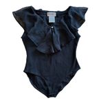 Instant Action Bodysuit Vintage Size Medium Sleeveless Black Ruffle Pearl 90s Photo 6