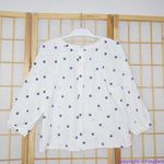 Madewell NEW‎  Embroidered Lightspun Wide-Neck Cuffed-Sleeve Top, XS Photo 6