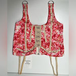 Amazon Floral Tapestry Print Coquette Fairycore Corset Top Bustier w/ Garter Straps Photo 8