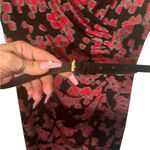 Dana Buchman  Black and Red Floral Midi belted front gathered Dress Photo 4