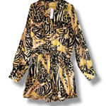 Good Time U.S.A. mixed animal print long sleeve romper NEW Gold Size XL Photo 0