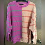 Merokeety  LONG SLEEVE COLOR BLOCK STRIPED OVERSIZED SWEATER Size LARGE NWOT Photo 1