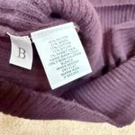 Ann Taylor LOFT Eggplant Cable Knit Wool Blend V-Neck Sweater Small Photo 2