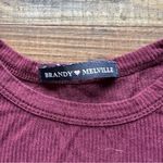 Brandy Melville  Womens Burgundy Long Sleeve Shirt Soft Stretch One Size Photo 2