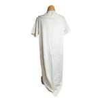 Vtg 1970s Pale Yellow Floral Embroidered Snap Front Lace Collar House Dress L Size L Photo 2