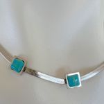 Silver plated Square turquoise necklace Snake Stainless Steel men womens jewelry Blue Photo 5