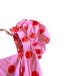 Pitusa Pink Polka Dot Babydoll Mini Dress Puff Sleeves Open Back Size Small NWT Photo 3