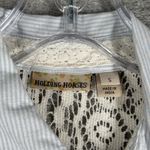 Holding Horses Shirt Womens Small Blue White Striped Crochet Button Down Top Photo 4