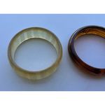 Vintage Tortoise Shell Lucite Bypass Bangle Bracelet Gold Metallic Stripes Sz 8” Brown Photo 9