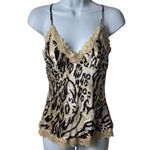 Y2K Gracie 100% Silk Leopard Print Lace and Sequin Babydoll Tank Festival M Brown Size M Photo 1