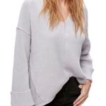 Free People La Brea Grey Slouchy Oversized V-neck Sweater Photo 0