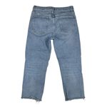 ZARA Womens Cropped Jeans Frayed Hem Blue Wash Straight Leg High Rise US 6 EU 38 Photo 7