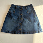 Frye Women's Button down Denim Skirt Size 2 Blue dark wash mid rise Photo 0