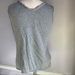 The Limited  100% Cotton gray sleeveless V neck tank top with fringe trim Photo 2