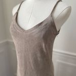Design Lab Beige Moleskin Sueded Fabric Spaghetti Strap Fringe Slip Dress XS Tan Photo 2