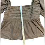 francesca's Miami Payton Faux Suede Pleated Blouse Brown Sz L Size L Photo 8