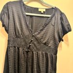 La Belle Charcoal Lace Accent Blouse Blue Size XL Photo 0