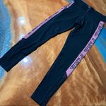 PINK - Victoria's Secret VS PINK Black and pink Logo workout leggings size small sheer accent Photo 2