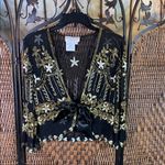 Vintage 100% Silk Papell Boutique Sequin Cardigan Shrug Size M Gold Size M Photo 0