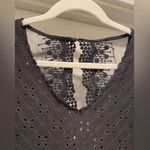 SheIn Black Eyelet V-Neck Blouse With Ruffle Short Sleeves & Lace Back Closure Photo 6